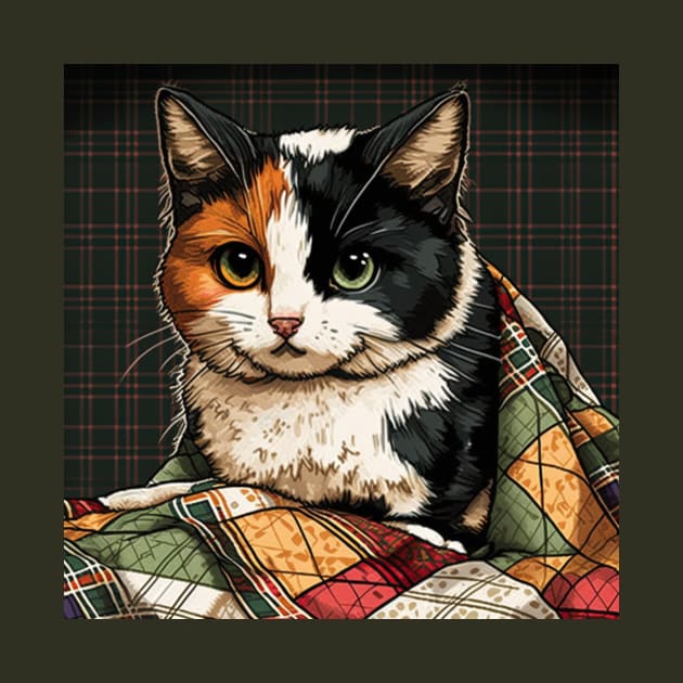 Calico Cat on a Quilt by Star Scrunch