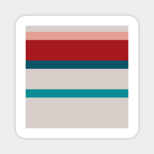 A matchless package of Blood (Animal), Blush, Silver, Dark Cyan and Philippine Indigo stripes. Magnet