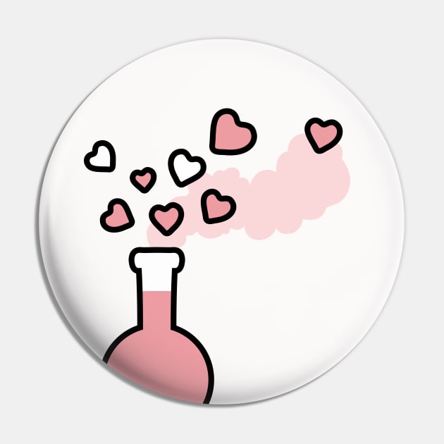 Pink Love Magic Potion in Laboratory Flask Pin by XOOXOO