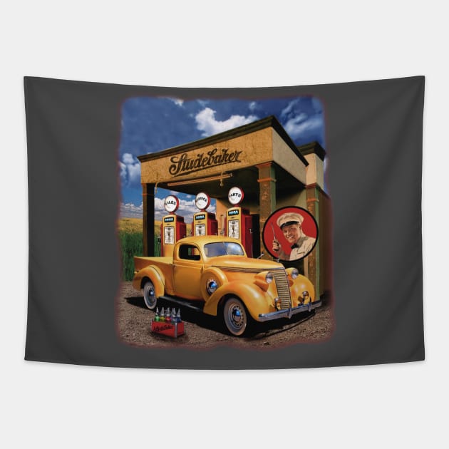 Studebaker Garage Tapestry by Midcenturydave