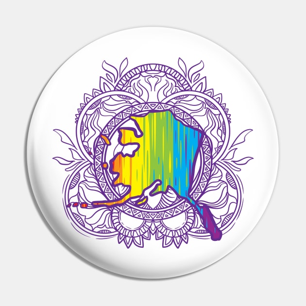 Alaska Mandala Pride Pin by Manfish Inc.