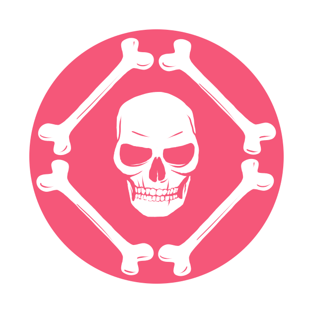 Skull and bones pattern white & sweet pink by MariaMahar