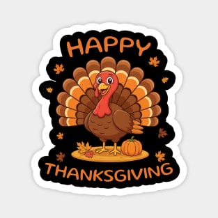 Happy Thanksgiving Turkey - Funny Fall Harvest Holiday Magnet