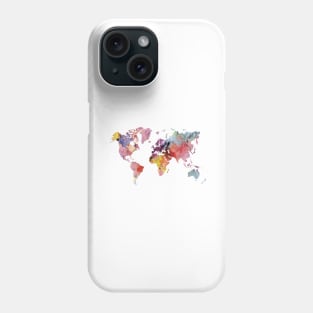 Watercolor world map - rainbow Phone Case