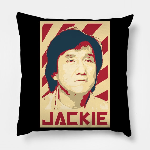 Jackie Chan Retro Propaganda Pillow by Nerd_art