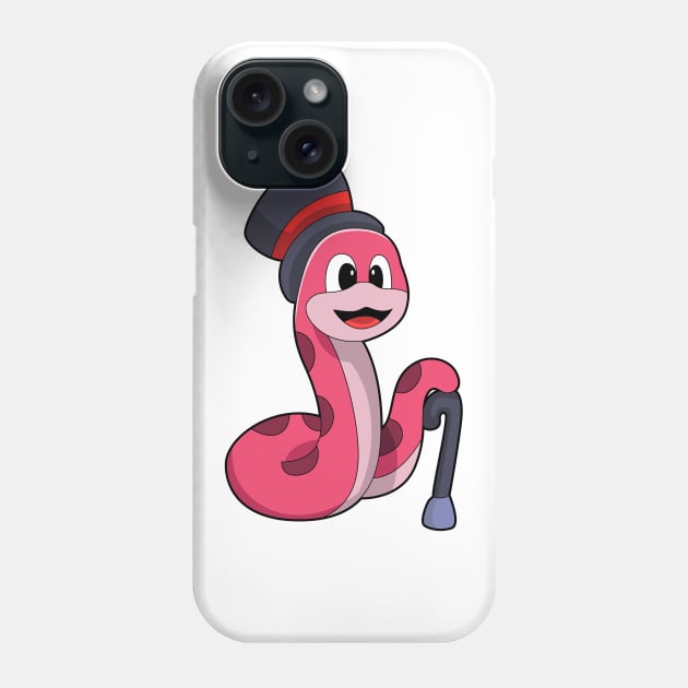 Snake as Gentleman with Hat & Walking stick Phone Case by Markus Schnabel