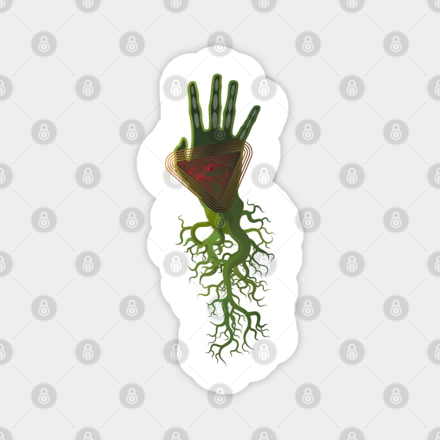 Hello rooted illuminate hand Magnet by tepy 