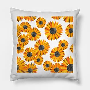 Watercolor Sunflowers Pattern - Orange Pillow