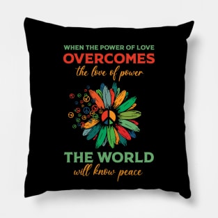 Hippie Daisy When The Power Of Love The World Will Know Peace Pillow