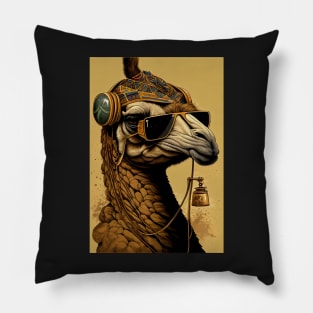 Groovy camel wearing headphones and sunglasses Pillow