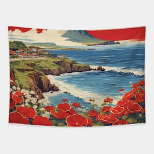 Jeju South Korea Travel Tourism Retro Vintage Tapestry