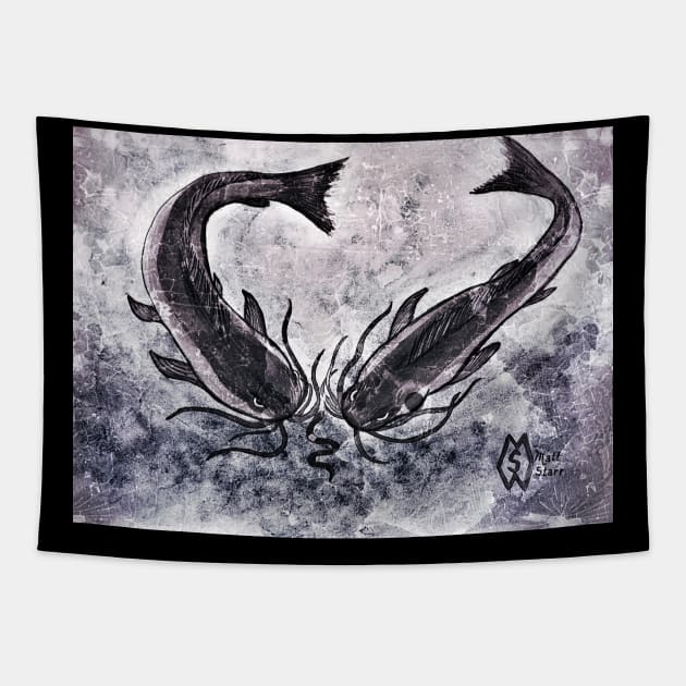 Catfish fishing in grunge Tapestry by Matt Starr Fine Art