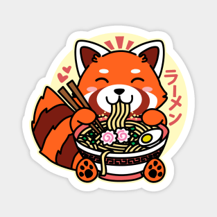 Red Panda Eating Ramen Cute Kawaii Noodles Magnet