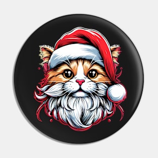 Cute Cat as Santa on Christmas Pin