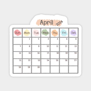 April 2024 Calendar Magnet