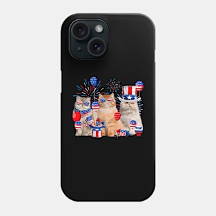 Three Cat Patriotic USA Cat Lovers Cat Happy 4th Of July Phone Case