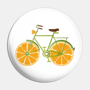 funny green bike with slices of orange wheels Pin