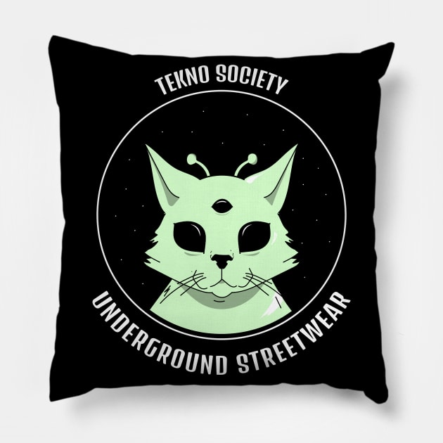 TEKNO Society Cat Pillow by T-Shirt Dealer