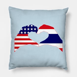 We Heart USA & Thailand Patriot Flag Series Pillow