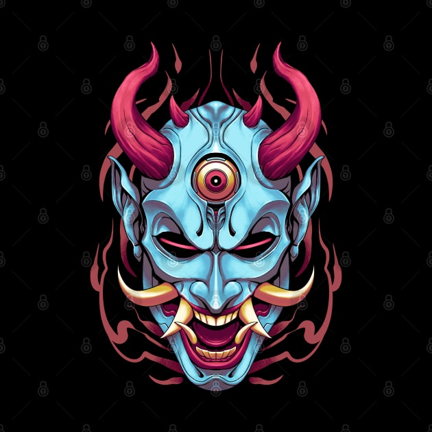 Japanese Blue Yokai Mask by Mang Kumis