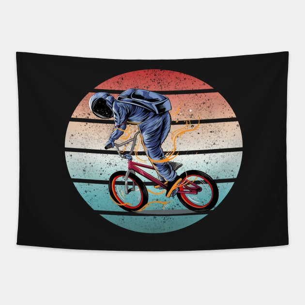 astronaut riding bmx - vector illustration art work Tapestry by kedesign1