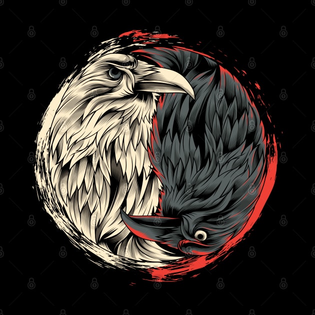 Yin Yang Crow Raven by ShirtsShirtsndmoreShirts