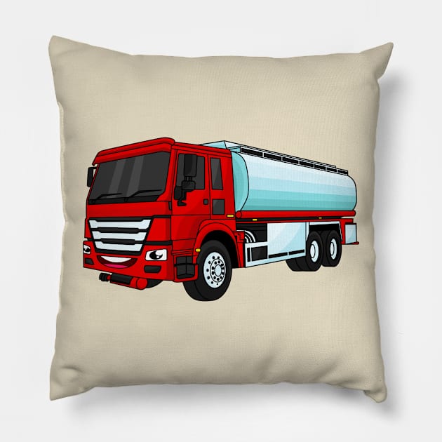 Tanker truck fuel transport cartoon illustration Pillow by Cartoons of fun