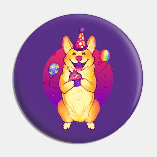 Birthday Corgi Pin by MeganLara