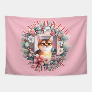 Meowy Catmas Wreath Pawsatively Purrfect 1A4 Tapestry