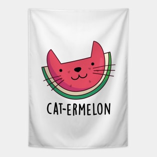 Cat-ermelon Cute Cat Watermelon Pun Tapestry