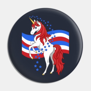 Red White Blue Patriotic American Unicorn Pin