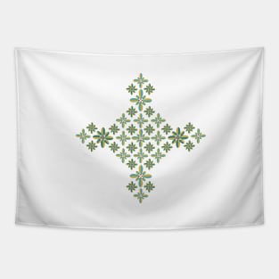 Geometric Diamond Green Retro Flower Tapestry