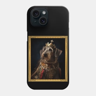 Graceful Wired Hair Dachshund - Medieval German Queen  (Framed) Phone Case