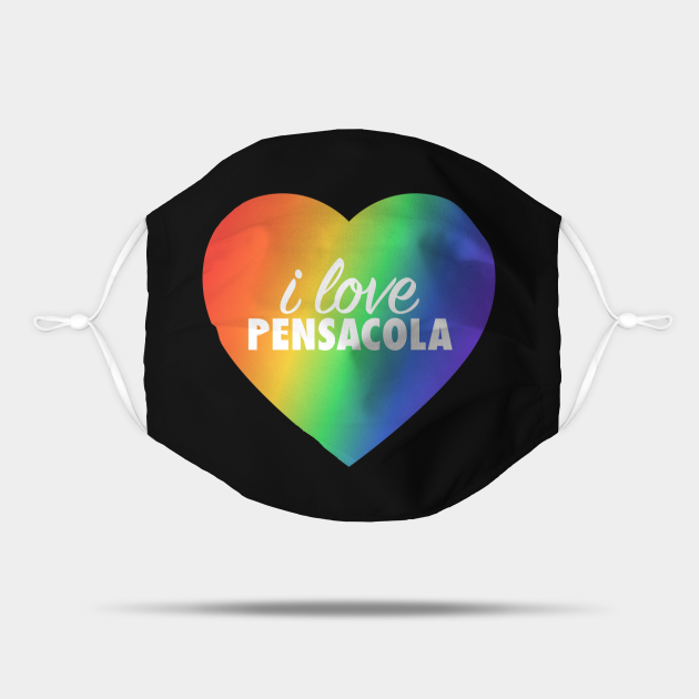 I Love Pensacola Pride Rainbow Colors Heart Pensacola Mask TeePublic
