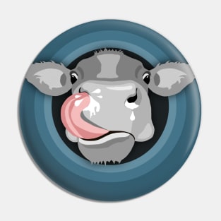 Cow licking nose Pin