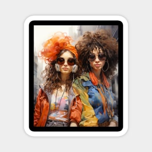 Hip Hop Girls Fashion 70's Magnet