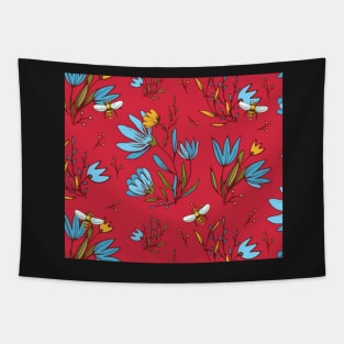 Summer Nights Bees and Blooms Tapestry