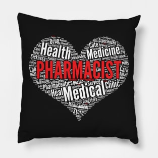 Pharmacist Heart Pharmacy Word Cloud graphic Pillow