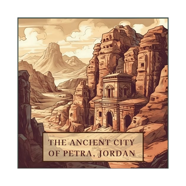 The Ancient City of Petra, Jordan handsome illustration by KOTYA