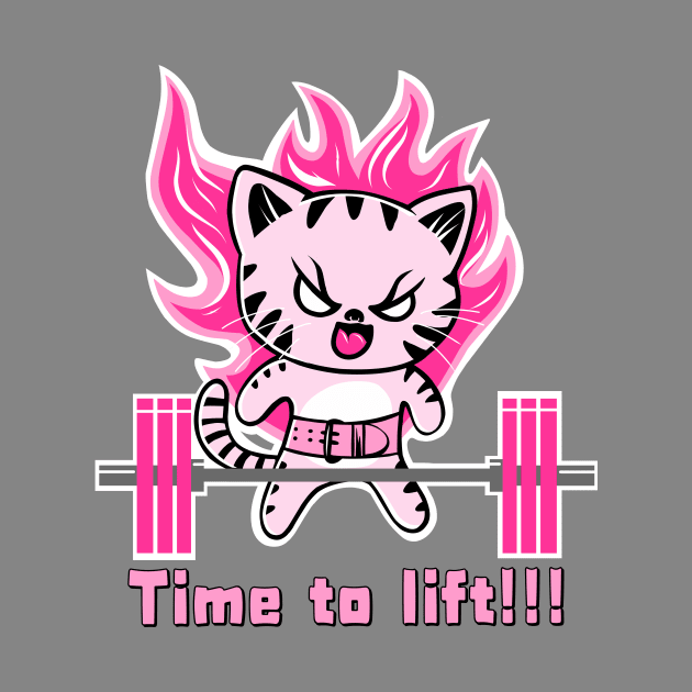 Weight lifting cat, gym girl, fitness girl by TimAddisonArt