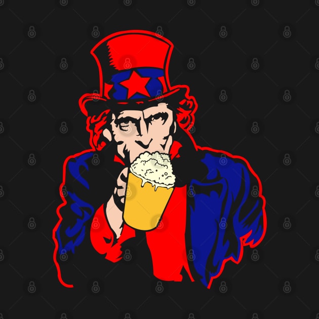 I Want Beer - Uncle Sam Clinking A Glass of Beer by StreetDesigns