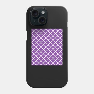 Plum Purple and White Quatrefoil Lattice Pattern Phone Case