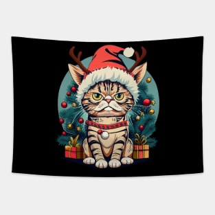 Grumpy Christmas Cat. Christmas Cat 2024 Tapestry