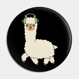 Alpaca with headphones. Pin