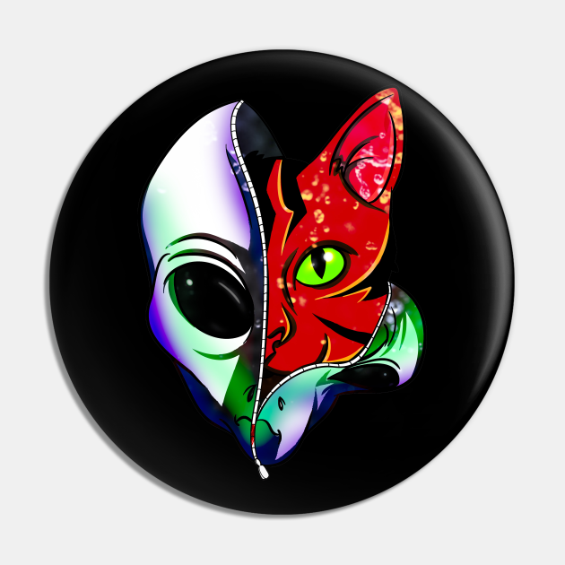 Evil Feline Alien Head Space Cat - Cat In Space - Pin | TeePublic Evil Feline Alien Head Space Cat - Cat In Space - Pin | TeePublic