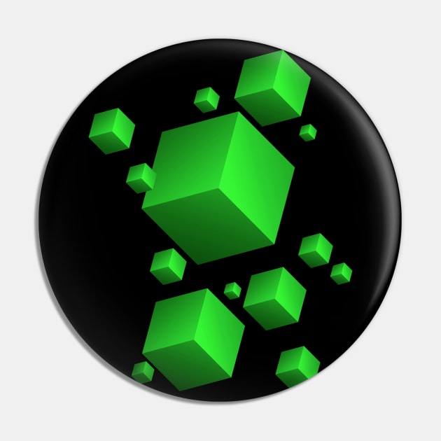 Floating Cubes Green Pin by Studio DAVE