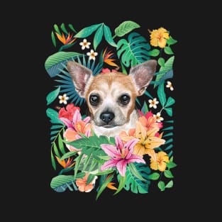 Tropical Short Haired Red White Chihuahua 2 T-Shirt