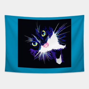 Bright eye Tuxedo Cat Tapestry