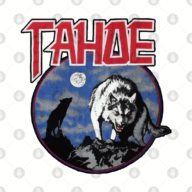 Retro Lake Tahoe California Howling Wolf by darklordpug