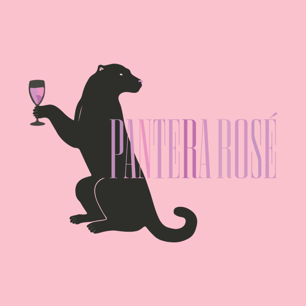 Panther Wine T-Shirt: Exclusive Illustration of Elegant Feline Enjoying Red Wine in a Moment of Sophistication and Wild Nature by iMosy Gallery